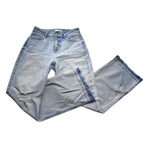 Loft The Wide Leg Light Wash Jeans Raw Hem High Rise Casual Womens 24/00